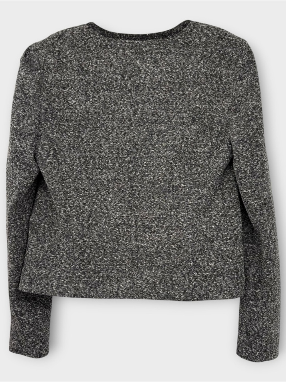 LOFT Full Zip Jacket Blazer Cropped Moto Knit Career Chic in Heather Gray Size 8 - Picture 3 of 7